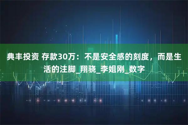 典丰投资 存款30万:不是安全感的刻度,而是生活的注脚_翔骁_李姐刚_数字